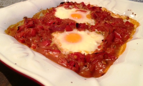 Piperade – Basque Red Peppers with Baked Eggs | Cooking Celiac